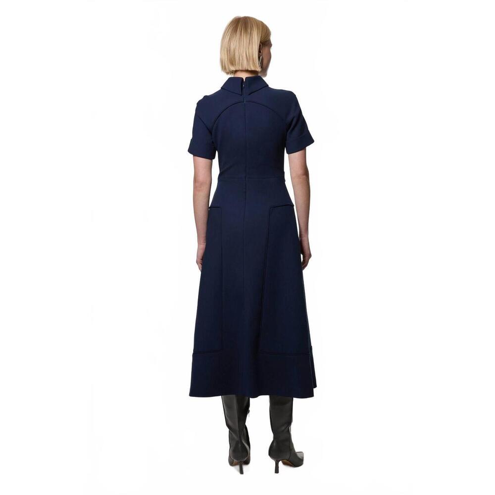 NEW KAREN MILLEN compact stretch tipped tab detail full skirted midi dress in na - Picture 3 of 5